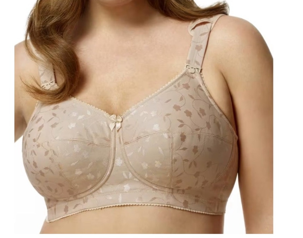 Elila Nude Jacquard Cushion Band Softcup Bra 1305 Metal Rose Adjuster Size 36G
